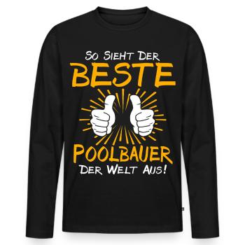 Poolbauer Geschenkidee - Männer Premium Bio Langarmshirt - Schwarz - Vorne - Nico (187cm)