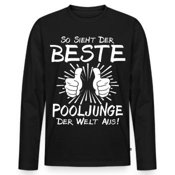 Best Pool Boy - Men's Premium Organic Long Sleeve Shirt - black - Front - Nico (187cm)