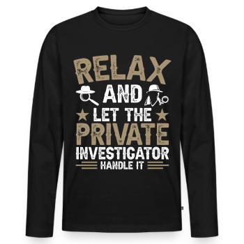 Privatdetektiv-Uniform-Kostüm - Männer Premium Bio Langarmshirt - Schwarz - Vorne - Nico (187cm)