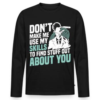 Observation Outfit for Private Investigator - Men's Premium Organic Long Sleeve Shirt - black - Front - Nico (187cm)
