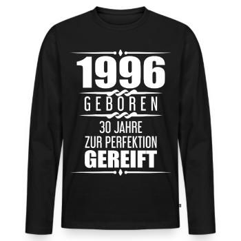 1996 30 Years Saying 30th Birthday Gift - Men's Premium Organic Long Sleeve Shirt - black - Front - Nico (187cm)