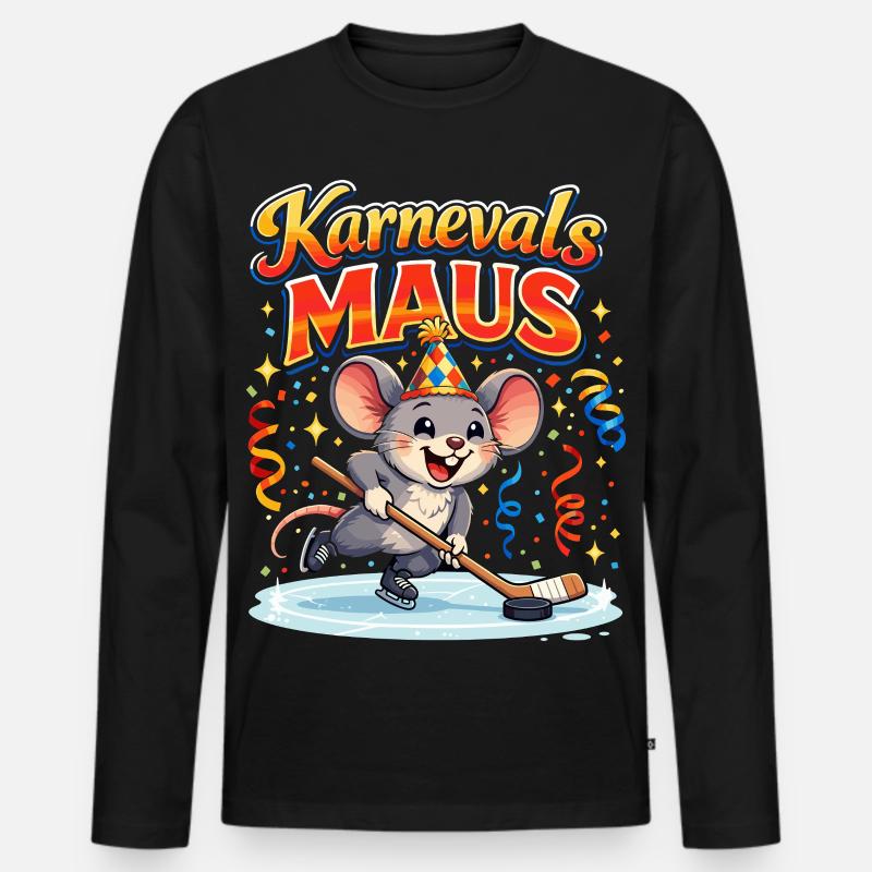 karneval maus kostüm Eishockey  - Männer Premium Bio Langarmshirt - Schwarz