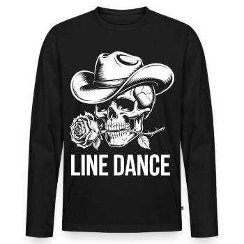 Skeleton with cowboy hat and rose - Men's Premium Organic Long Sleeve Shirt - black - Front - Nico (187cm)