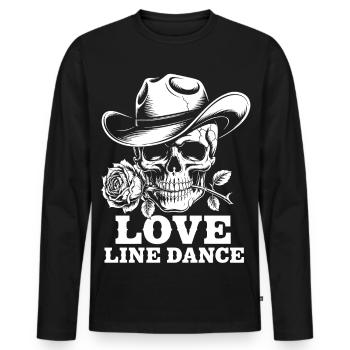 Danse en ligne d’amour Cowboy Skull - T-shirt manches longues Premium bio Homme - noir - Devant - Nico (187cm)
