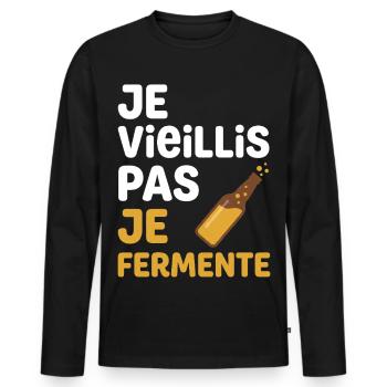 Je Vieillis Pas Je Fermente Beer Funny Gift Humor - T-shirt manches longues Premium bio Homme - noir - Devant - Nico (187cm)
