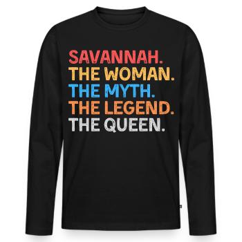 Savannah La Femme Le Mythe La Légende La Reine - T-shirt manches longues Premium bio Homme - noir - Devant - Nico (187cm)