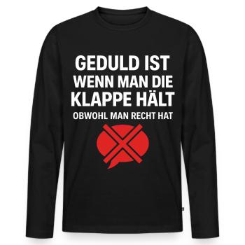 Geduld Definition - Männer Premium Bio Langarmshirt - Schwarz - Vorne - Nico (187cm)