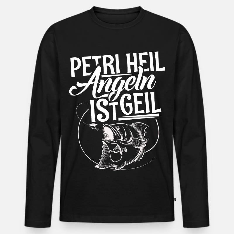 Angeln Angler - Männer Premium Bio Langarmshirt - Schwarz
