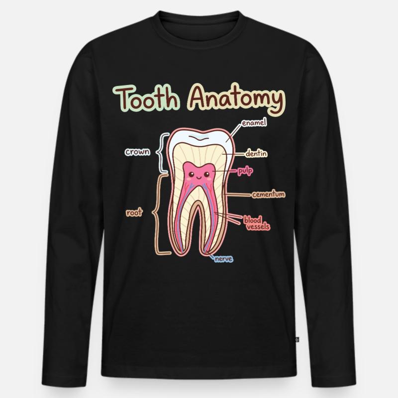 Zahnanatomie Zahnarztassistent Zahnarzt - Männer Premium Bio Langarmshirt - Schwarz