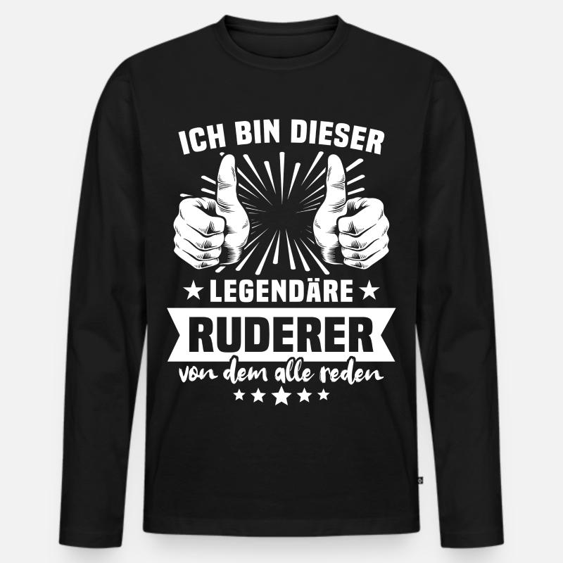 Ruderer Legende - Männer Premium Bio Langarmshirt - Schwarz