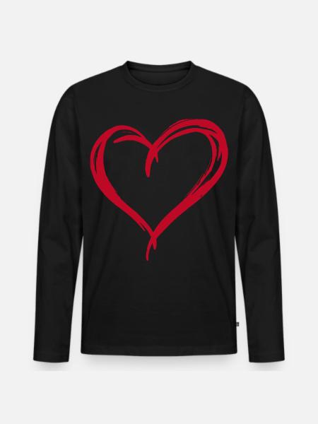 Heart - Men's Premium Organic Long Sleeve Shirt - black