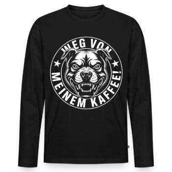 Lustiges Kaffee-Shirt mit wütendem Hund - Männer Premium Bio Langarmshirt - Schwarz - Vorne - Nico (187cm)