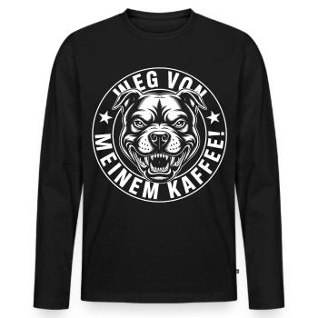 Hands Off My Coffee – Lustiges Kaffee-Shirt - Männer Premium Bio Langarmshirt - Schwarz - Vorne - Nico (187cm)