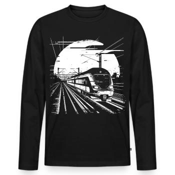 Railway Drawing - Men's Premium Organic Long Sleeve Shirt - black - Front - Nico (187cm)