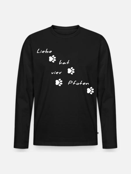 Love Has Four Paws Font Motif - Men's Premium Organic Long Sleeve Shirt - black