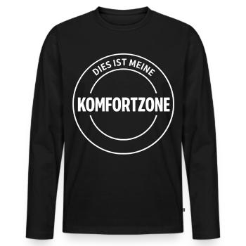 Dies ist meine Komfortzone - Männer Premium Bio Langarmshirt - Schwarz - Vorne - Nico (187cm)