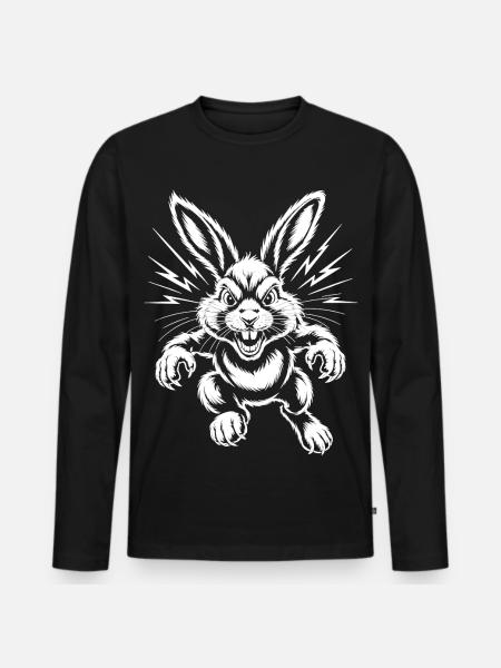 Aggressive Rabbit - Men's Premium Organic Long Sleeve Shirt - black