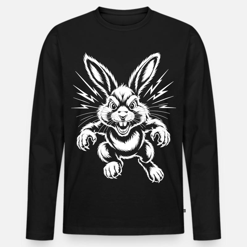 Aggressiver Hase  - Männer Premium Bio Langarmshirt - Schwarz