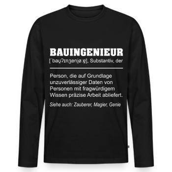Civil Engineer Definition Funny - Men's Premium Organic Long Sleeve Shirt - black - Front - Nico (187cm)