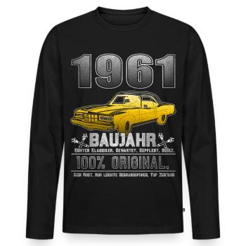Année de naissance Année de naissance de 1961 - T-shirt manches longues Premium bio Homme - noir - Devant - Nico (187cm)