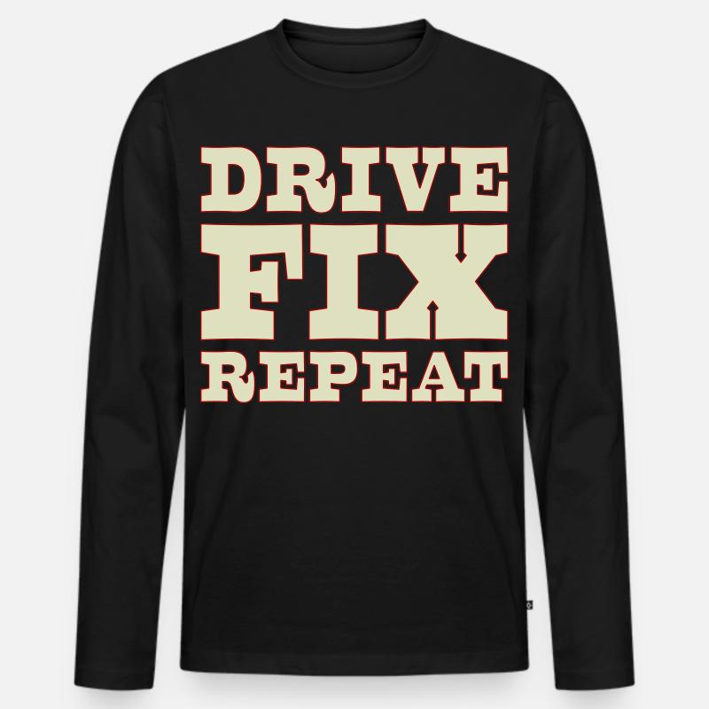 45b_solid_Drive_Fix_Repeat - Männer Premium Bio Langarmshirt - Schwarz