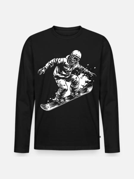 Snowboarder Drawing - Men's Premium Organic Long Sleeve Shirt - black