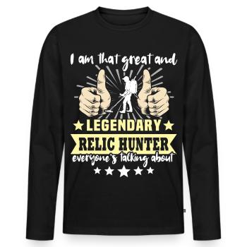 Relic Seeker Metal Detector - Men's Premium Organic Long Sleeve Shirt - black - Front - Nico (187cm)