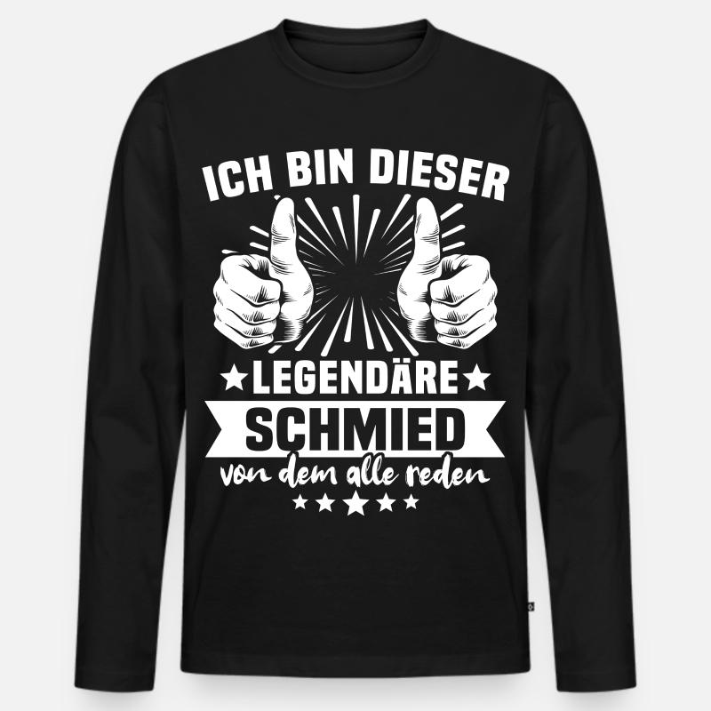 Schmied Legende - Männer Premium Bio Langarmshirt - Schwarz