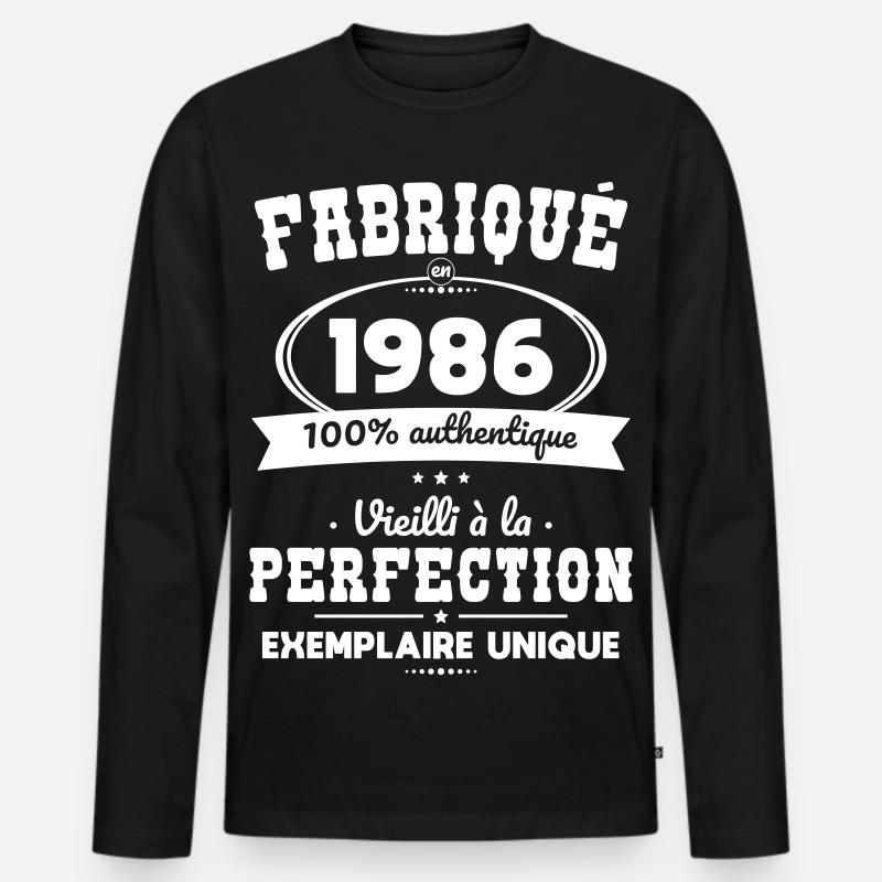 Hergestellt 1986 – Perfekt gereift - Männer Premium Bio Langarmshirt - Schwarz