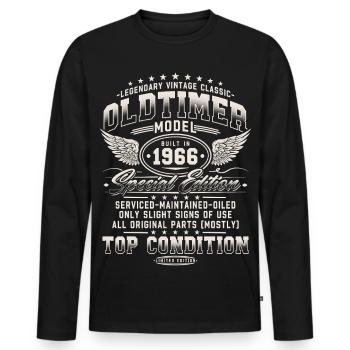 Oldtimer 1966 Jahrgang 60. Geburtstag Geschenk - Männer Premium Bio Langarmshirt - Schwarz - Vorne - Nico (187cm)