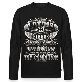 Vintage 1956 Vintage 70th Birthday Gift - Men's Premium Organic Long Sleeve Shirt - black - Front - Nico (187cm)