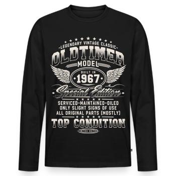 Oldtimer 1967 Jahrgang Retro Geburtstagsgeschenk - Männer Premium Bio Langarmshirt - Schwarz - Vorne - Nico (187cm)