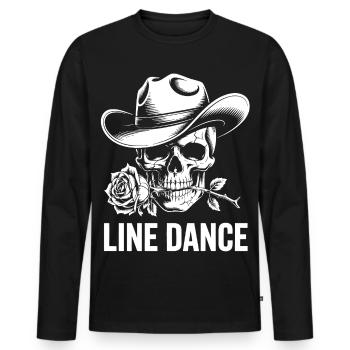 Line Dance Skull with Rose - Men's Premium Organic Long Sleeve Shirt - black - Front - Nico (187cm)