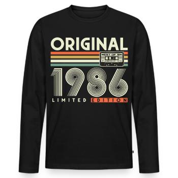 Cadeau rétro vintage pour le 40e anniversaire 1986 - T-shirt manches longues Premium bio Homme - noir - Devant - Nico (187cm)