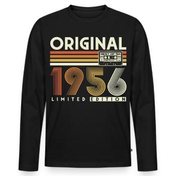70e anniversaire 1956 Vintage Born Retro - T-shirt manches longues Premium bio Homme - noir - Devant - Nico (187cm)