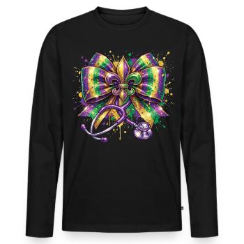 Mardi Gras Krankenschwester Doktorin Fleur De Lys - Männer Premium Bio Langarmshirt - Schwarz - Vorne - Nico (187cm)