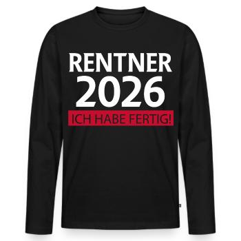 Retraite 2026 Drôle - T-shirt manches longues Premium bio Homme - noir - Devant - Nico (187cm)