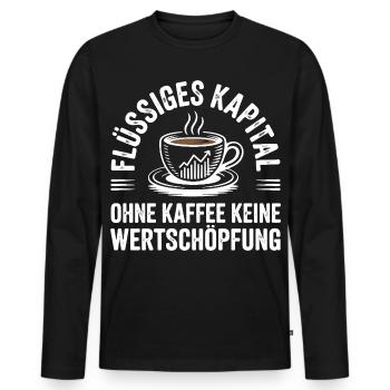 Flüssiges Kapital - Lustiges Kaffee Büro Design - Männer Premium Bio Langarmshirt - Schwarz - Vorne - Nico (187cm)