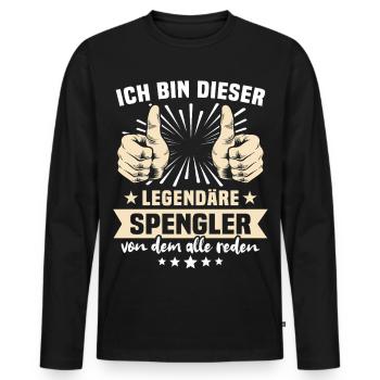 Spengler Sprüche - Männer Premium Bio Langarmshirt - Schwarz - Vorne - Nico (187cm)
