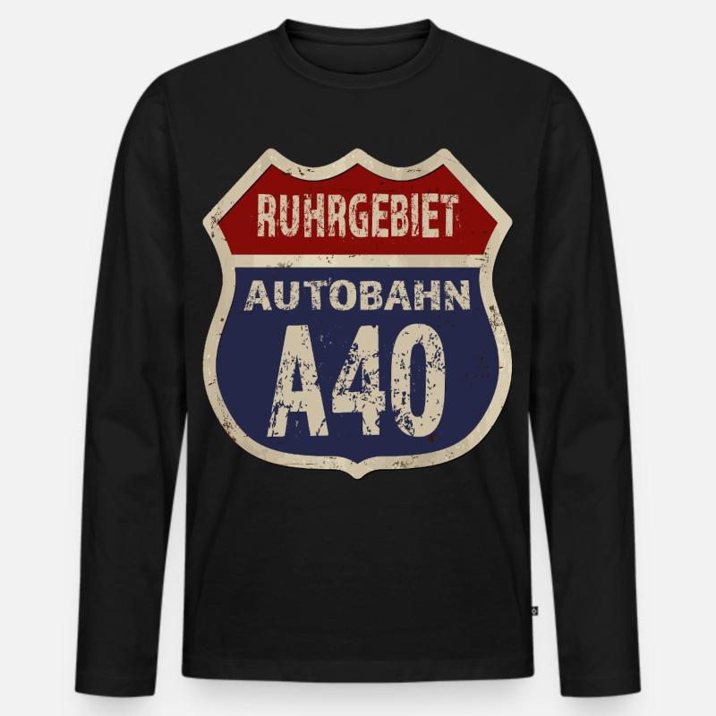 A40 - Ruhrgebiet - Männer Premium Bio Langarmshirt - Schwarz