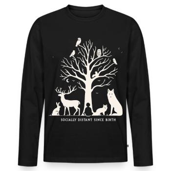 Socially Distant Since Birth Introvertiert Natur - Männer Premium Bio Langarmshirt - Schwarz - Vorne - Nico (187cm)