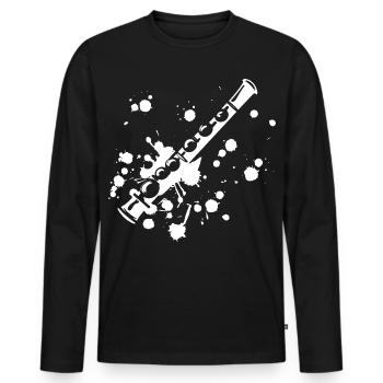 Flöte Streetart - Männer Premium Bio Langarmshirt - Schwarz - Vorne - Nico (187cm)
