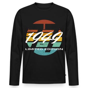 77e anniversaire 1949 cadeau pour hommes et femmes - T-shirt manches longues Premium bio Homme - noir - Devant - Nico (187cm)