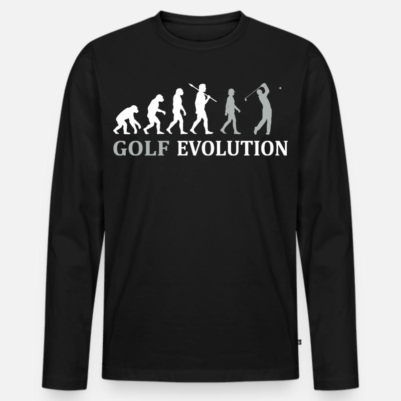 Golf Evolution – The Perfect Golfer's Gift - Men's Premium Organic Long Sleeve Shirt - black