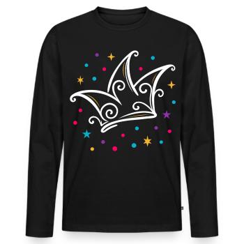 Karneval Narrenkappe modern mit Sternen & Konfetti - Männer Premium Bio Langarmshirt - Schwarz - Vorne - Nico (187cm)