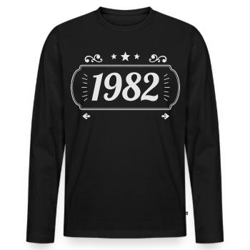 Vintage 1982 Retro Anniversary 1982 - Men's Premium Organic Long Sleeve Shirt - black - Front - Nico (187cm)