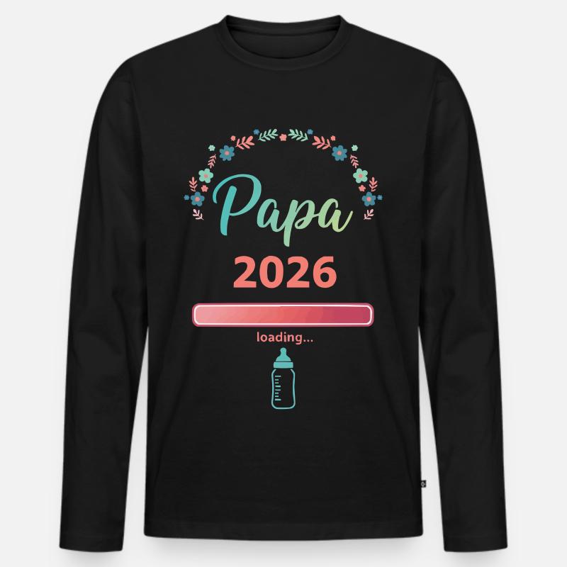 Papa 2026 Loading – Werdender Vater - Männer Premium Bio Langarmshirt - Schwarz
