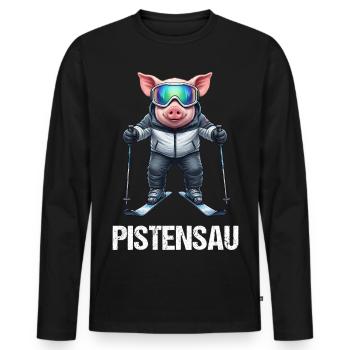 Pistensau - Men's Premium Organic Long Sleeve Shirt - black - Front - Nico (187cm)