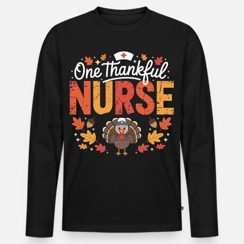 Dankbare Pflegekraft Truthahn - Männer Premium Bio Langarmshirt - Schwarz