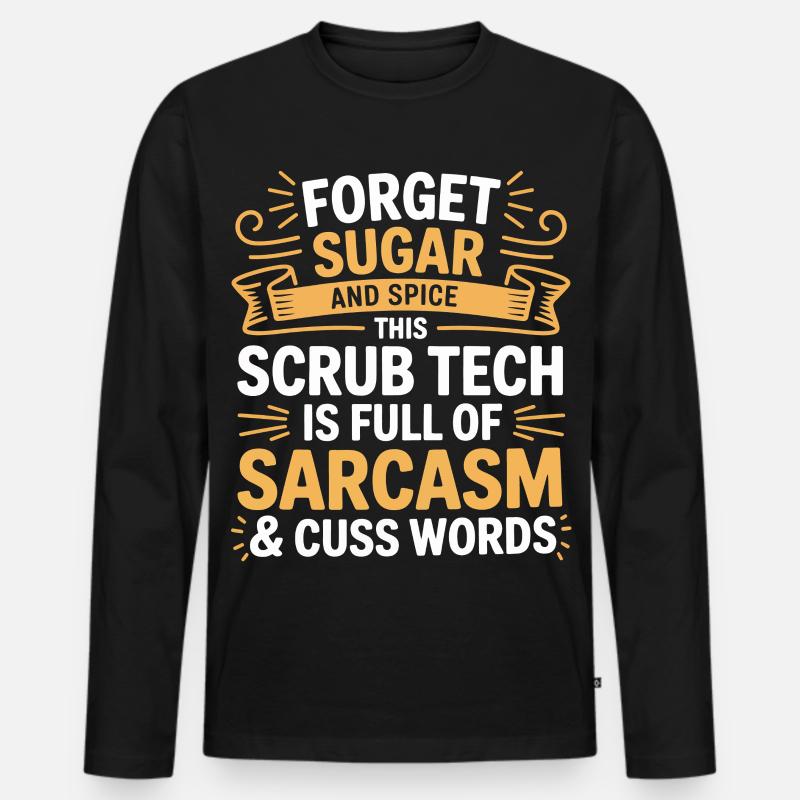 Tech Sarkasmus Scrub Humor - Männer Premium Bio Langarmshirt - Schwarz